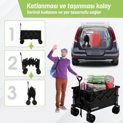 WORKPRO WP285016 100Kg 4 Tekerli Katlanabilir Ağır Hizmet Taşıma Arabası / Plaj Arabası