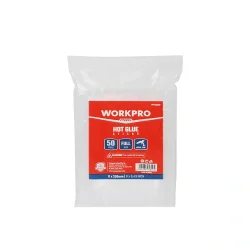 WORKPRO WP432002 11x200mm Sıcak Silikon Tabancası İçin 50 Adet Şeffaf Yedek Silikon/Mum