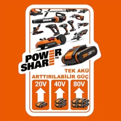 WORX WG737E 40Volt 4.0Ah. Li-ion 37CM Profesyonel Kömürsüz Şarjlı Çim Biçme