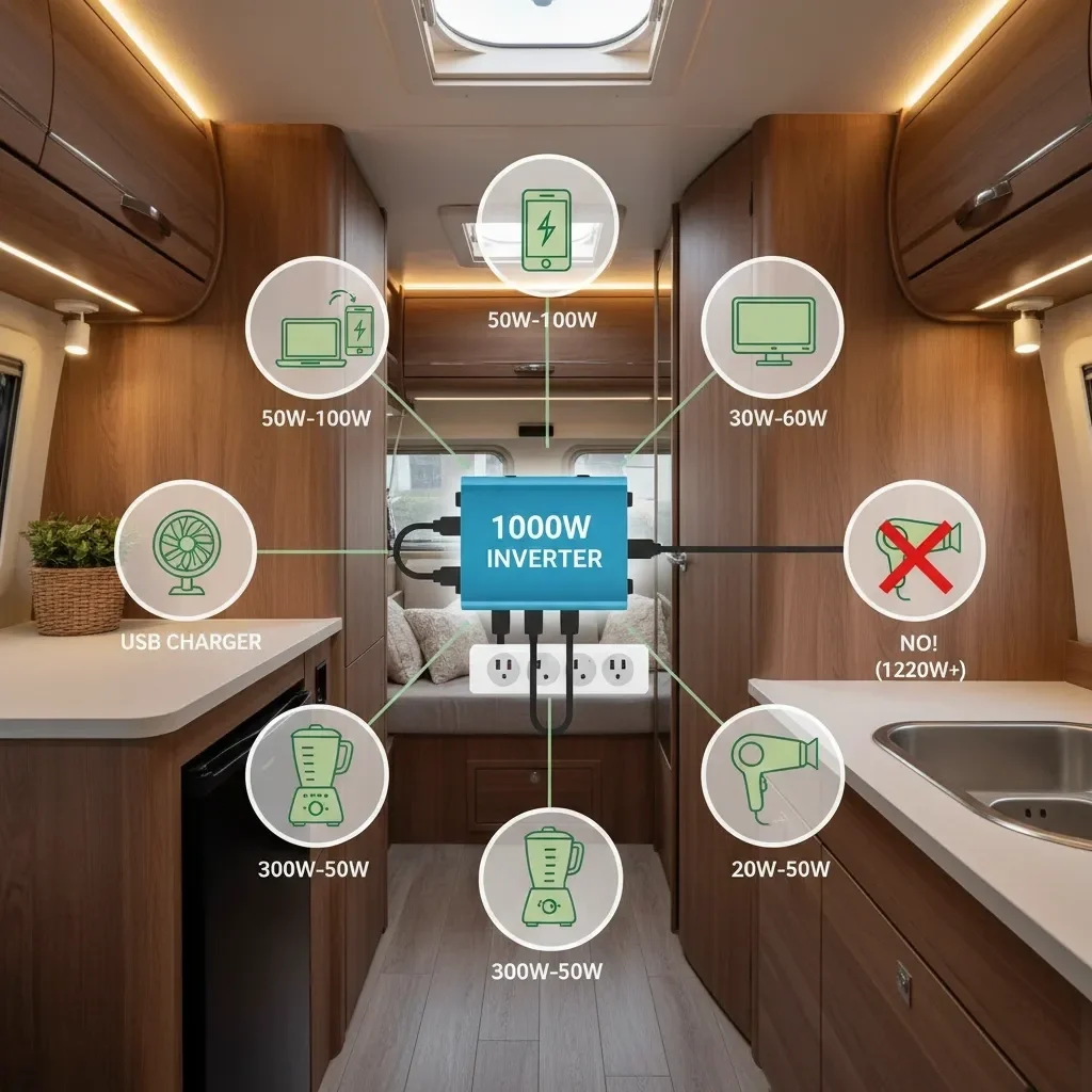 1000W, 2000W veya 3000W İnverter Karavanda Neleri Çalıştırır? (Watt Cihaz Hesabı)