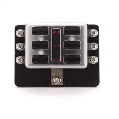 6 Kanallı İkaz Işıklı Bıçak Sigorta Kutusu - Şeffaf Kapaklı | 12V 24V
