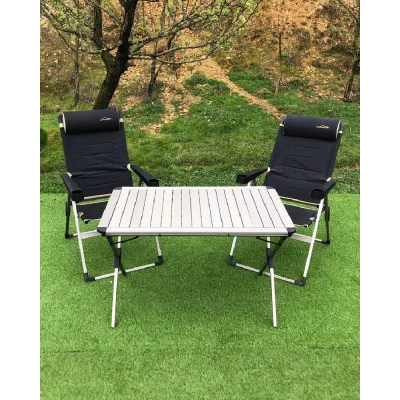 Alüminyum Xxl Masa + 2 Lüx Sandalye Set