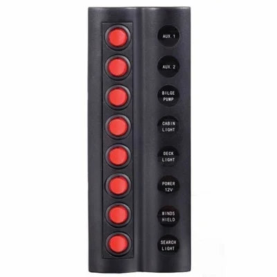 BFY Marin Sigortalı Işıklı Switch Panel - 8 Anahtarlı (90x230mm)