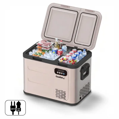 Coolist CLK50D 12/24V/220Volt 49 Litre Çift Bölmeli Outdoor Kompresörlü Bluetooth Bağlantılı Oto Buzdolabı