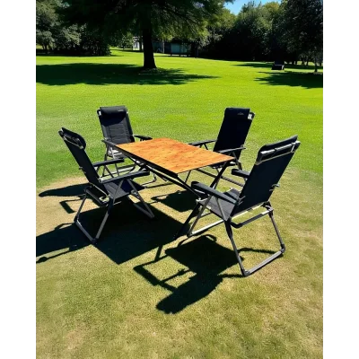 Odin Kamp Masası + 4 Lüx Sandalye Set