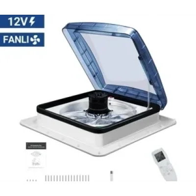 SUGA 40x40 cm Fanlı Karavan Heki 10 Kademeli LCD Kumandalı Yağmur Sensörlü