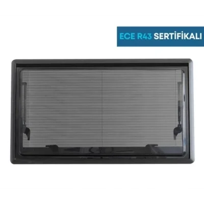 SUGA 50x35 cm Amortisörlü Karavan Penceresi Çift Akrilik Cam Sineklik & Güneşlik