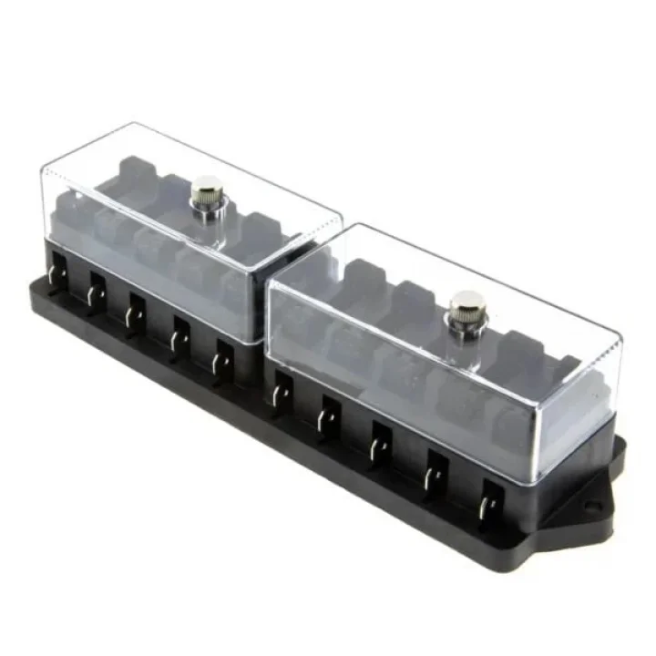 12 Kanallı Bıçak Sigorta Kutusu - Şeffaf Kapaklı | 12V 24V