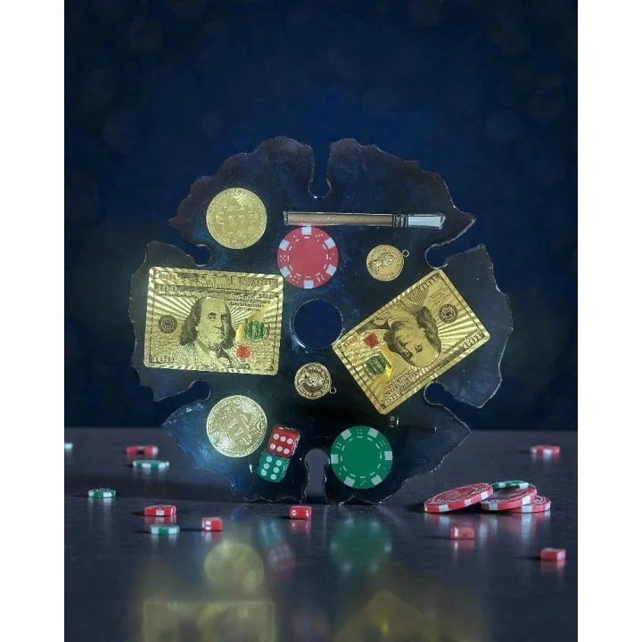 6LI Şarap Kadehi Tutucu(Siyah Poker Temalı)