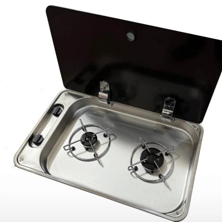 Univercal 2 Gözlü Gaz Emniyetli Cam Kapaklı Ocak