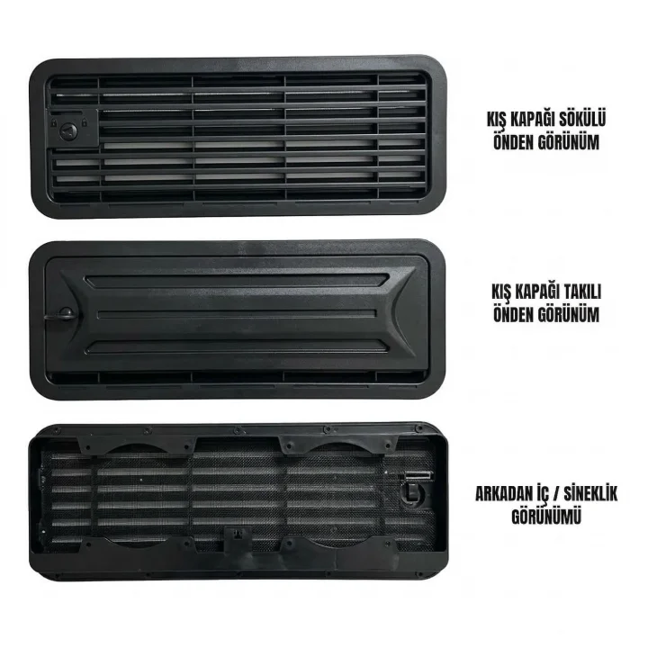 Arnedo 48x18,5 Buzdolabı Havalandırma Kapağı Menfez Kış Kapaklı Kilitli Siyah