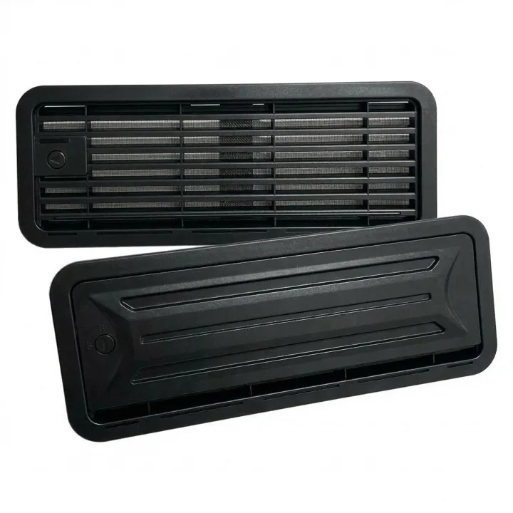 Arnedo 48x18,5 Fanlı Buzdolabı Havalandırma Kapağı Menfez Kış Kapaklı Kilitli Siyah