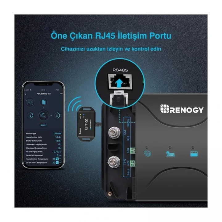 Renogy 12V 30A DC-DC Akü Şarj Cihazı ve 30A MPPT Denetleyici (Hibrit)