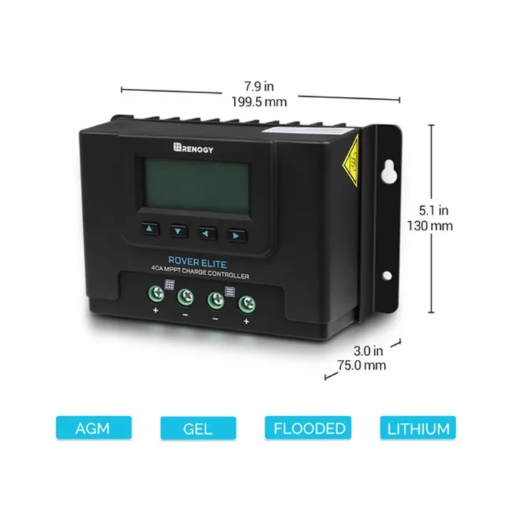 Renogy Rover Elite 40A MPPT Solar Şarj Kontrol Cihazı - 12V/24V