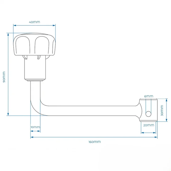 KNOTT TK60/ATK60 150 mm 19x15 Oval Ön Destek Tekeri Çevirme Kolu