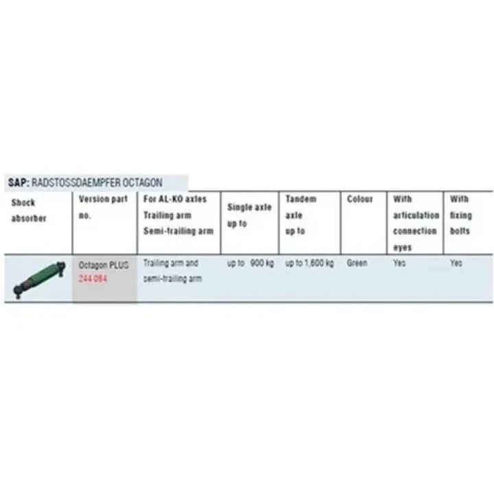 AL-KO Octagon PLUS Yeşil Karavan & Römork Aks Amortisörü 900 Kg