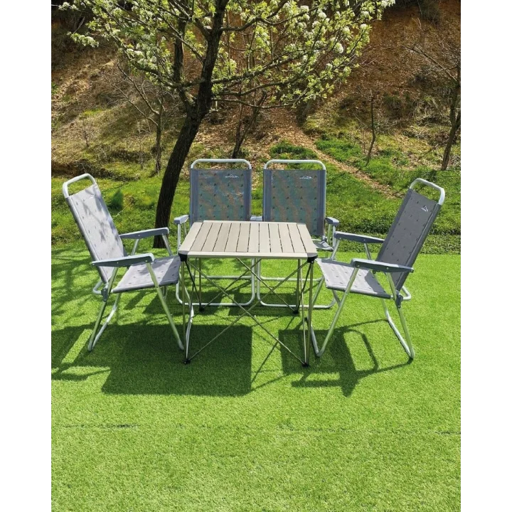 Alüminyum Büyük Masa + 4 Plaj Sandalye Set