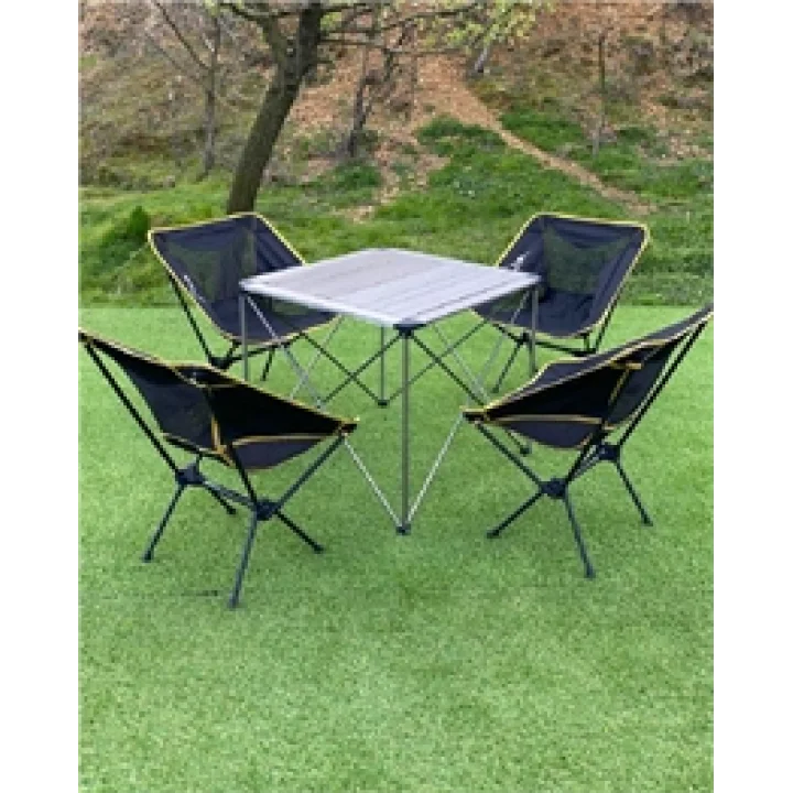 Alüminyum Büyük Masa + 4 Pratik Sandalye Set