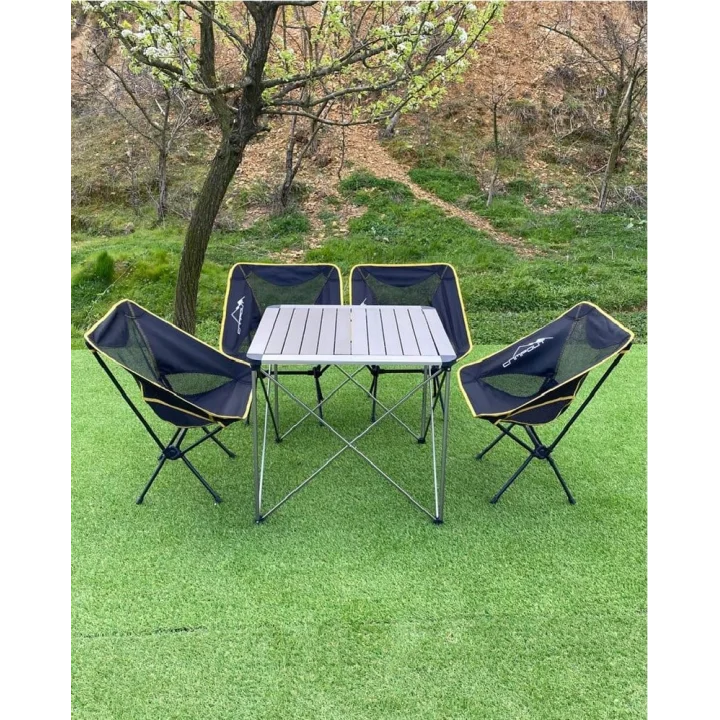 Alüminyum Büyük Masa + 4 Pratik Sandalye Set