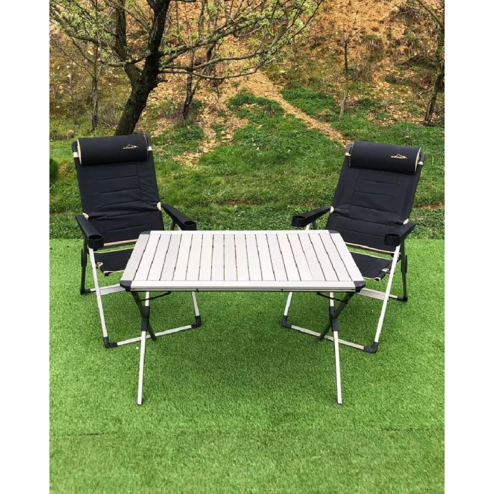 Alüminyum Xxl Masa + 2 Lüx Sandalye Set