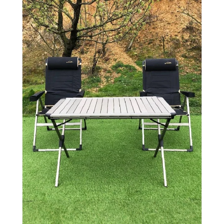 Alüminyum Xxl Masa + 2 Lüx Sandalye Set