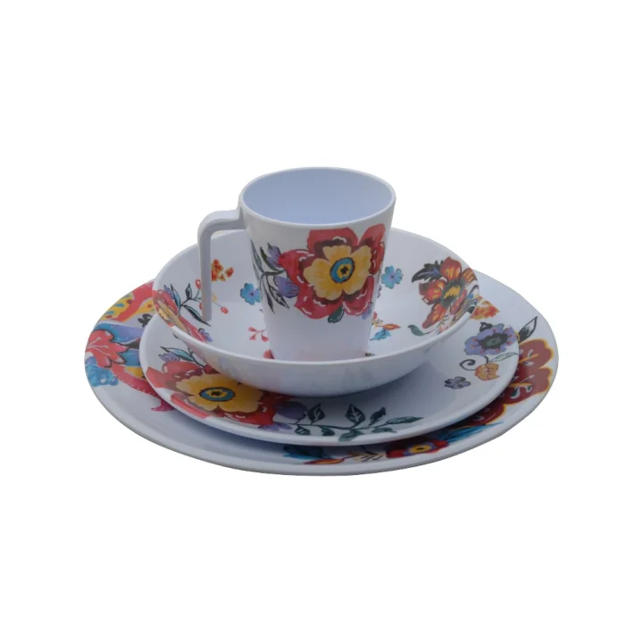 Bahar Çiçekleri Motifli Melamin Tabak Seti