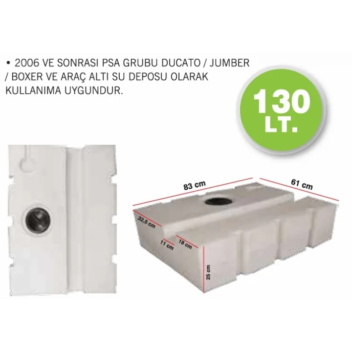 Karavan Su Deposu 130 Lt Beyaz