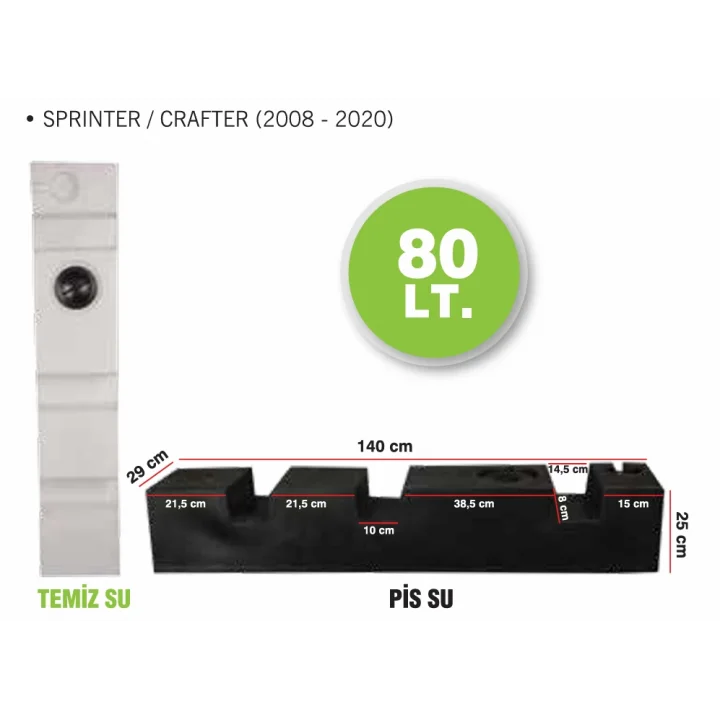 Karavan Su Deposu 80 Litre Beyaz