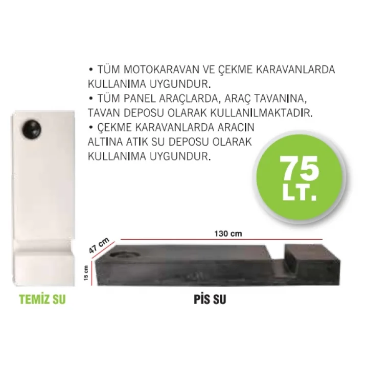 Karavan Su Deposu 75 Lt Beyaz