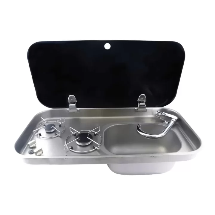 Cam Kapaklı Çiftli Gömme Ocaklı Evye – FSM 3453