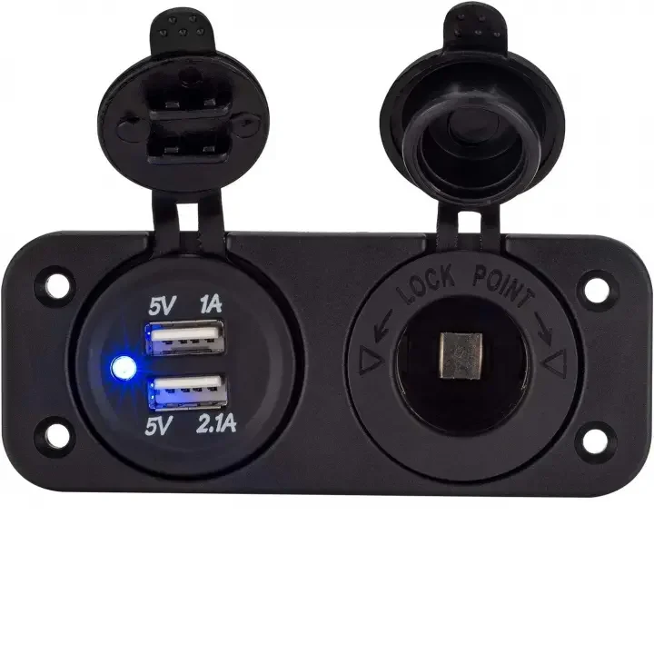 Campasist 5V/1A +2.1A Çift Usb ve 12V Kapaklı Çakmaklık Girişi