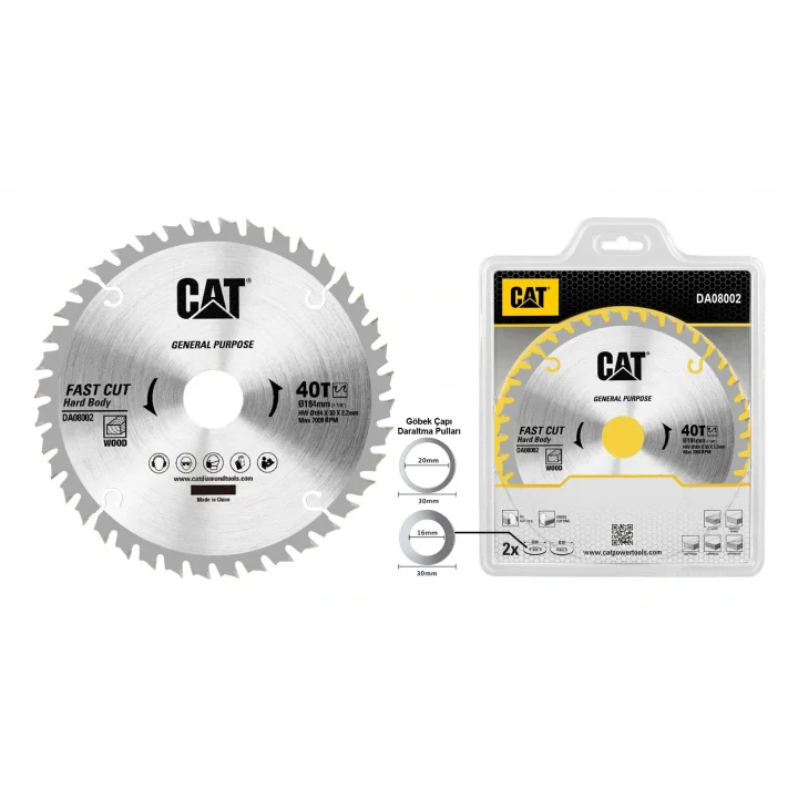 CAT DA08002 184x30mm Ahşap Kesme Elmas, Daire Testere Bıçağı 40 Diş