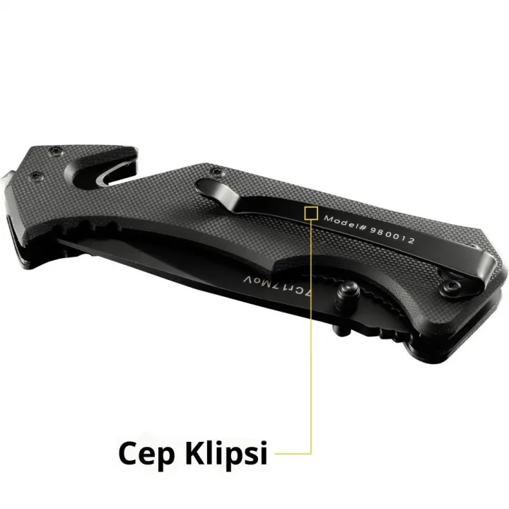 CAT DA980012 3 IN 1 Çok Fonksiyonlu Katlanabilir 20CM Paslanmaz Çelik Siyah Kamp Çakısı