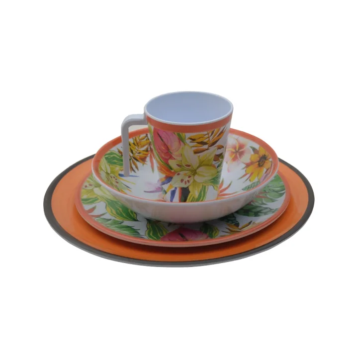 Çiçek Figürlü Melamin Tabak Seti