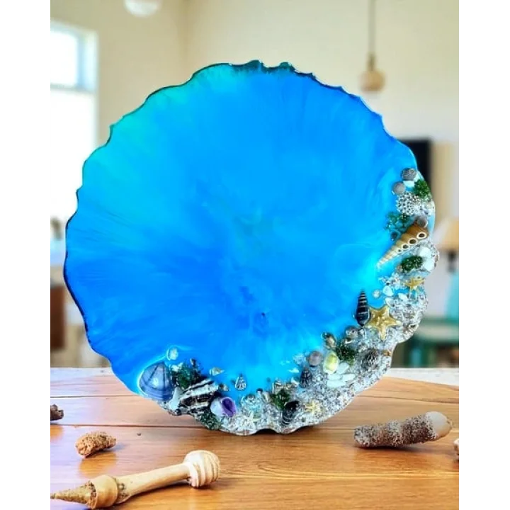 Epoksi Kesme ve Sunum Tahtası Mavi Ada