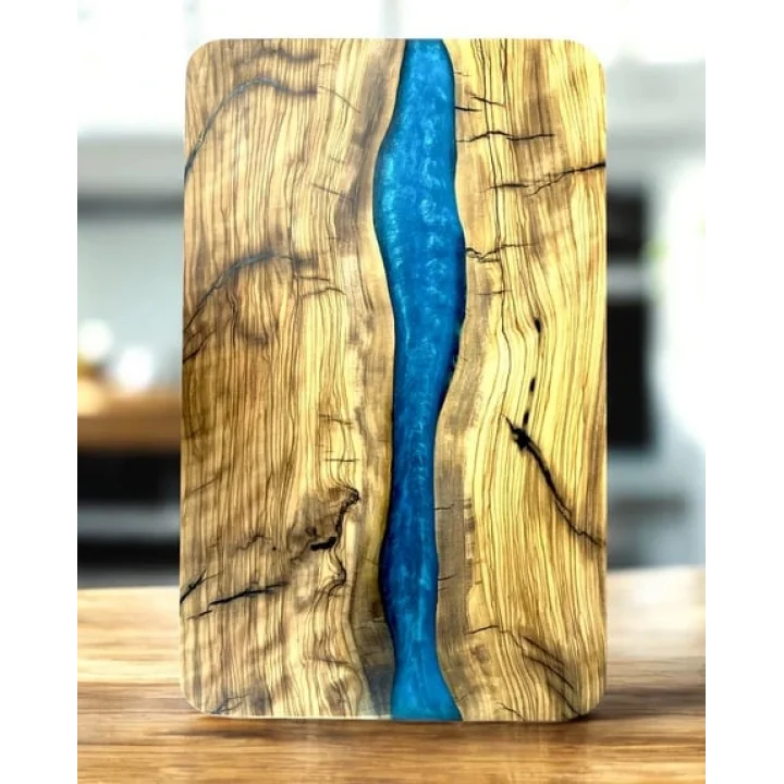Epoksi Kesme ve Sunum Tahtası Mavi Nehir