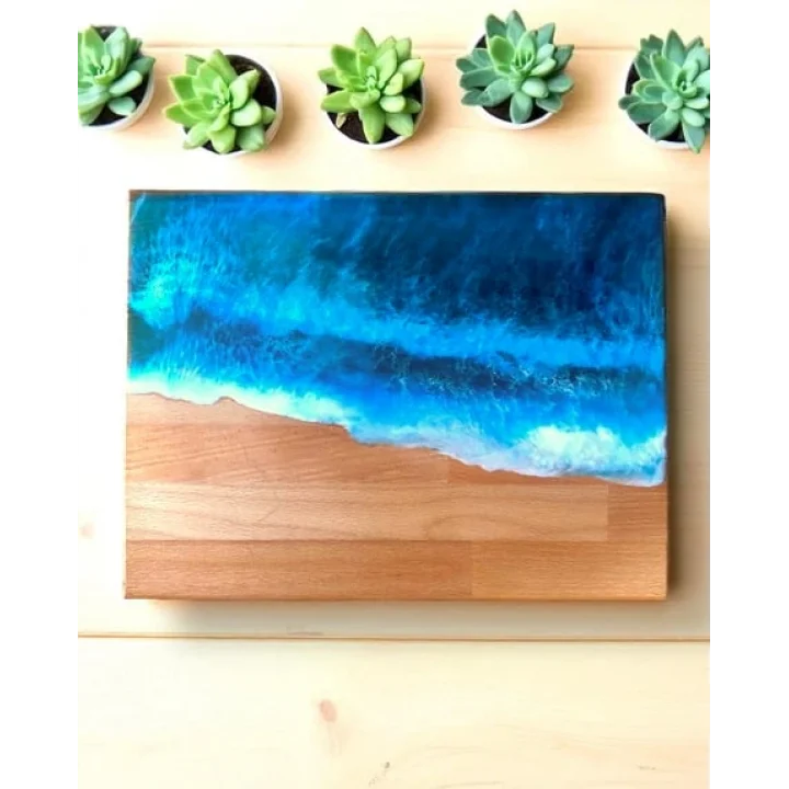 Epoksi Kesme ve Sunum Tahtası Okyanusla Birlikte