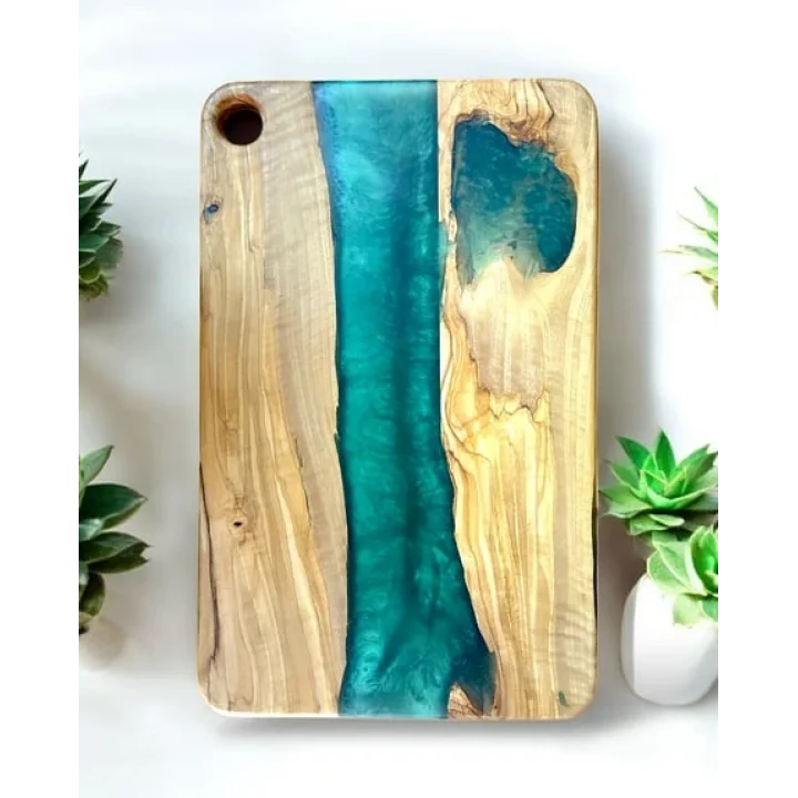 Epoksi Kesme ve Sunum Tahtası Zümrüt Akış