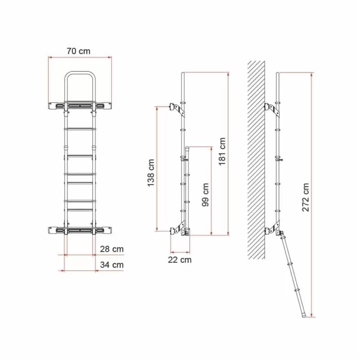 Fiamma Deluxe Sprinter 8 Adımlı Katlanır Merdiven