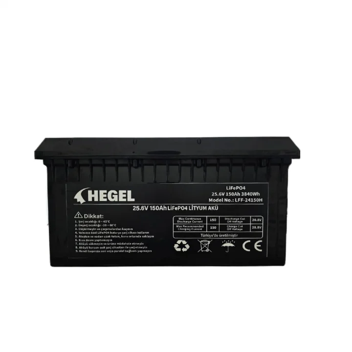 HEGEL LİFEPO4 LİTYUM AKÜ 25.6V 150AH 3840Wh BLUETOOTHLU