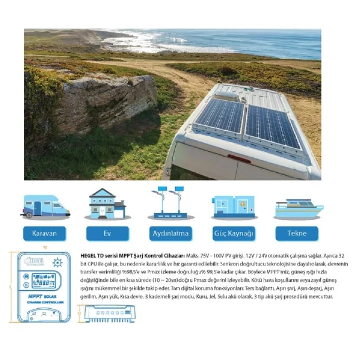 Hegel Şarj Kontrol Cihazı MPPT 40A 12-24V MPPT – TD2407