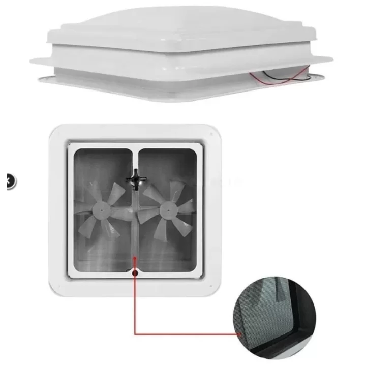 Karavan Fanlı Tavan Heki 42x42cm 12v Eco Çift Yön + Sineklik (Işıksız)