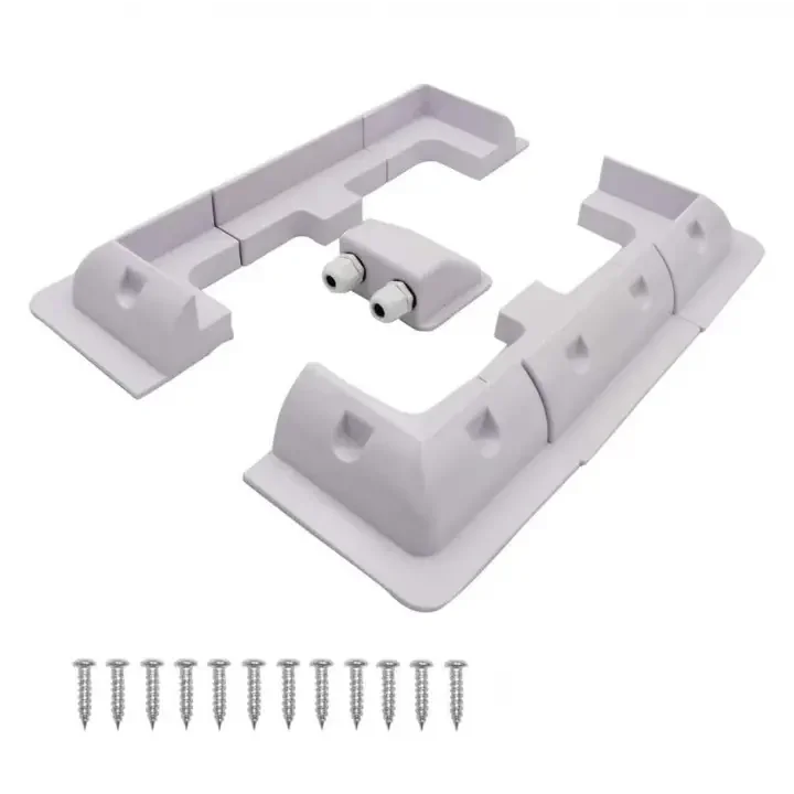 Karavan Güneş Paneli Beyaz Montaj Seti - 7 Parça Komple Braket Seti (4 Köşe + 2 Yan + Kablo Kapağı)