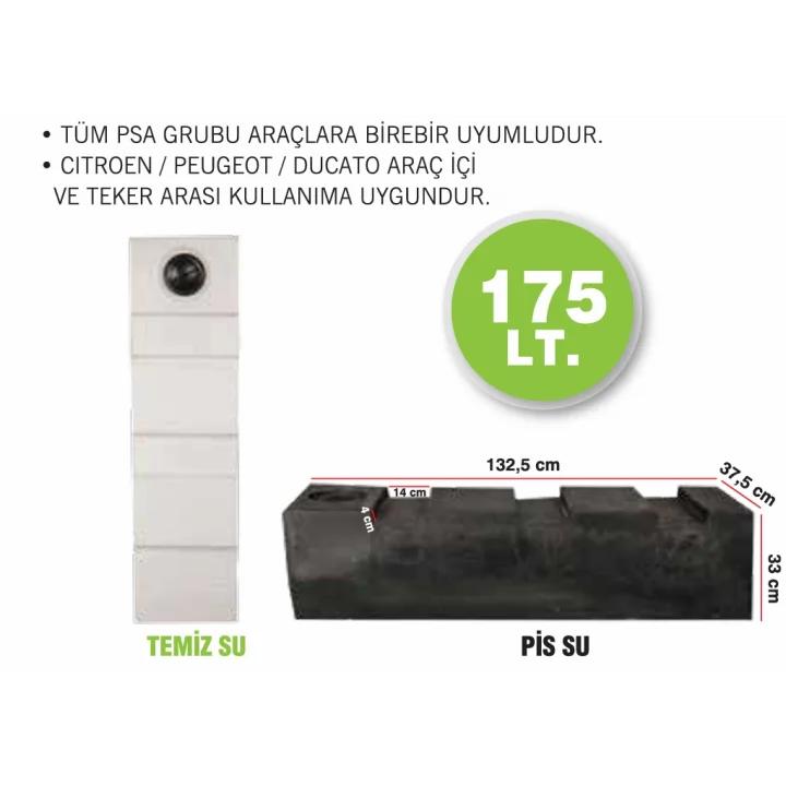 Karavan Su Deposu 175 Lt Siyah