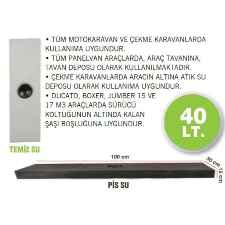 Karavan Su Deposu 40 Lt Siyah