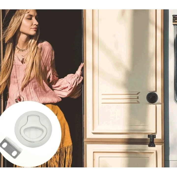 SUGA Karavan & Tekne Çevir-Aç Banyo ve Mobilya Kilidi Beyaz Ø60 mm