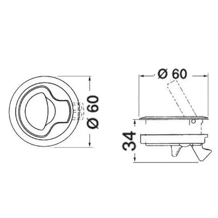SUGA Karavan & Tekne Çevir-Aç Banyo ve Mobilya Kilidi Beyaz Ø60 mm