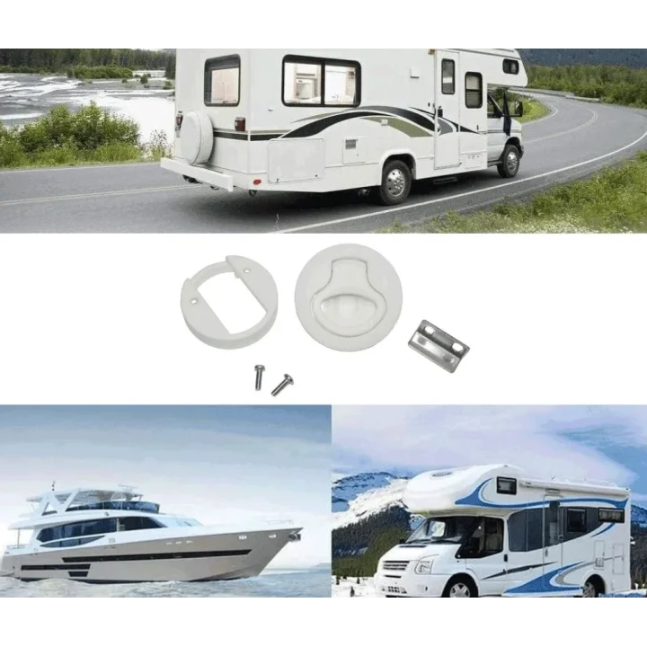 SUGA Karavan & Tekne Çevir-Aç Banyo ve Mobilya Kilidi Beyaz Ø60 mm