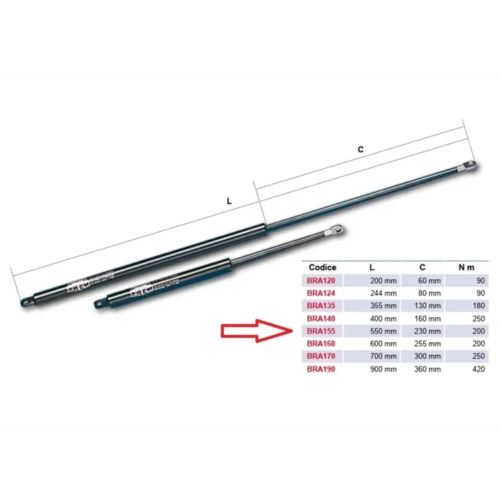 GES 550 mm 200N Karavan Yatak & Kapak Gazlı Amortisörü