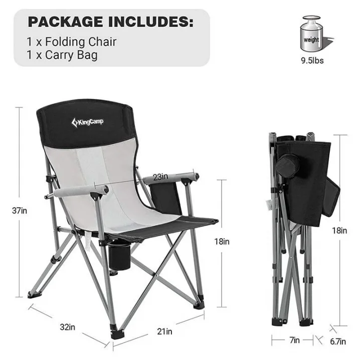 Kingcamp Hard Arm Black/gri Sandalye
